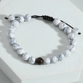 Bracciale intrecciato minimalista in turchese bianco e occhio di tigre regolabile - Bianco