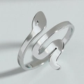 Anillo de serpiente plateado minimalista, anillo abierto ajustable con acabado pulido - Abierto Ajustable / Color Acero