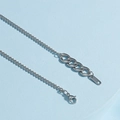 Collar industrial de acero inoxidable con cadenas mixtas y colgante rectangular de plata - Color Acero