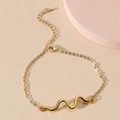 Elegant gold snake-shaped chain bracelet with minimalist wavy link and lobster clasp - Gold