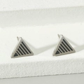 Boucles d'oreilles triangulaires en acier inoxydable avec rayures géométriques noires - Boucles d'Oreilles Clous Triangle (Boucles d'Oreilles)