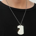 Collana con ciondolo a cuore puzzle in acciaio inossidabile lucido su tessuto a coste - Collana con Ciondolo Dog Tag Singolo
