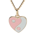 Herz-Yin-Yang-Halskette mit rosa-weißer Emaillierung und eleganter goldener Kette - Rosa Weiß Tai Chi Herzanhänger / Rosa Yin Yang Goldkette