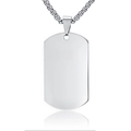 Pendaglio piastrina militare in acciaio inossidabile argento con finitura liscia rettangolare - Bianco