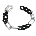Bracelet chaîne industriel en acrylique noir et métal argenté avec fermoir mousqueton - Noir