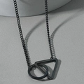 Collar geométrico minimalista de acero inoxidable negro mate con círculo y triángulo - Triángulo Círculo Negro