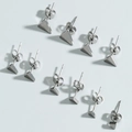 Set di cinque paia di orecchini a triangolo in acciaio inossidabile lucido argentato - Argento 5 Paia