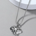 Colgante de cabeza de elefante geométrico 3D plateado con una cadena de eslabones box - Elefante de Plata