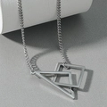 Collar minimalista de acero de titanio con colgante geométrico de cuadrado y triángulo - Triángulo Cuadrado Plateado