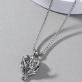 Collar con colgante de cabeza de dragón retro en plata antigua y cadena estilo punk - Rinoceronte