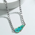 Collana con ciondolo a fiamma iridescente in acciaio inossidabile con sfumature - Iridescent Flame