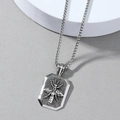 Vintage punk bee pendant necklace with honeycomb texture and durable box chain for men - Bee Tag Pendant (AUKL2021100903) / Bee