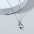 Vintage silver microphone pendant necklace with punk style oxidized finish and link chain - Silver (Microphone Shape)