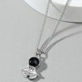 Hip hop style silver astronaut pendant necklace with polished black helmet face mask - Silver (Meditating Astronaut)