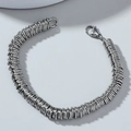 Bracciale da uomo in acciaio inossidabile lucido con anelli intrecciati e chiusura a moschettone - Color Acciaio