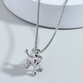 Collier avec pendentif caniche 3D en argent et chaîne vénitienne pour un style mignon - Caniche Argenté