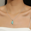 Collana retrò con ciondolo a luna turchese su sottile catena d'argento da donna - Donna (Catena in Lega)
