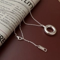 Minimalist S925 sterling silver hollow ring necklace with lobster clasp and AG925 hallmark - 925 Silver / Minimalist Ring Style (XL062)