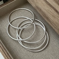 Set of five minimalist S925 sterling silver matte bangles with a brushed satin finish - 58mm / Glossy Surface Style (SZO042)