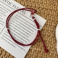 Handgefertigtes S925 Sterlingsilber Armband mit roter Kordel und lächelndem Glücksbringer - Lächelndes Gesicht Rotes Seil Armband (16SL22) / 925er Silber