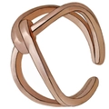 Minimalist geometric knot ring with adjustable open band in polished rose gold finish - Rose Gold Cross Knot Style (RH0010srg)