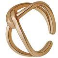 Adjustable geometric knot open ring with a modern rose gold finish for women - Gold Cross Knot Style (RH0010g)