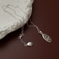 Collana minimalista in argento sterling S925 con pendente ovale e scritta 'no doubt' - Argento 925 / Stile Ovale con Lettere Minimalista (XL084)