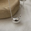 Minimalist S925 sterling silver bean necklace with double pendants and polished mirror finish - Irregular Bean Style (XLT102) / 925 Silver