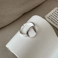 Minimalistischer S925 Sterlingsilber Ring mit mattierter geometrischer Oberfläche - Einstellbar Offen / Rundes Mattiertes Design (JZH094) / Silber