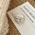 Anillo de plata de ley S925 con diseño de flor de burbuja y banda abierta ajustable - Abierto Ajustable / Estilo de Flor Pequeña Redondeada (JZH071)