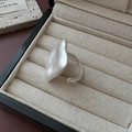 Minimalist matte S925 sterling silver open ring with unique irregular organic leaf design - Adjustable Open / Matte Silver Irregular Square Style (JZH084)