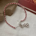 Handcrafted red string bracelet with S925 silver gourd pendant and polished metal beads - Gourd Pendant Red Rope (16SL51) / 925 Silver