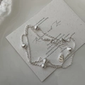 S925 sterling silver twisted chain necklace with frosted beads and hallmark details - Frosted Beads Rope Chain Style (XLU107) / 925 Silver
