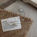 Minimalist S925 sterling silver hoop earrings with twisted texture and flower bead design - Twisted Hoop with Four Bead Flower Pendant (EH120) / 925 Silver