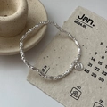 Pulsera minimalista de cuentas en plata esterlina S925 con colgante de corazón y vintage - Colgante de Corazón Cuentas Irregulares (18SL11) / Plata 925