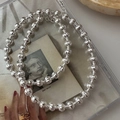 Elegante collana di perle in argento sterling S925 con texture CNC e chiusura a moschettone - Argento 925 / Argento (45TL34)