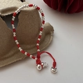 Handcrafted S925 sterling silver beads with red braided rope bracelet for luck and charm - 925 Silver / Gourd Pendant Style (18SL23)