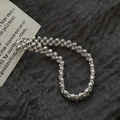 Glänzendes S925 Sterling Silber Perlenarmband mit CNC-Diamantschliff auf grauem Leinen - 925er Silber / Silberner Stil(19SL11)