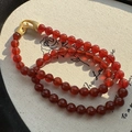 Elegante collana di perle in argento S925 con perle di corniola rossa e chiusura dorata - Argento 925 / Rosso (13TL34)