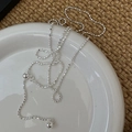 Minimalistische S925 Sterlingsilber Kugelkette mit verstellbarem Verschluss auf Keramiktablett - Runde Perle Schiebe Y-Form Halskette (XL195)