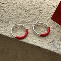 S925 sterling zilveren oorringen met handgeweven rood touw voor het Chinees Nieuwjaar - Herenstijl(40JZ31)