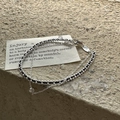 Double-layer S925 sterling silver black braided bracelet with round zircon pendant charm - 925 Silver / Black