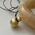 Retro-Halskette mit S925-Silber-Gourd-Anhänger und gebürstetem, mattem Gold-Finish - 925er Silber / Gold