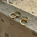 Orecchini a cerchio minimalisti in argento sterling S925 con texture martellata oro e argento - Oro (EH135)