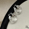 Minimalistische S925 Sterling Silber und transparente Harz C-Form Creolen für Damen - 925er Silber / Transparent (EH100)