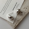 Minimalist S925 sterling silver drop earrings with a polished mirror finish on stone - Silver (EH059) / 925 Silver