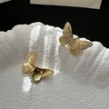 Elegant S925 sterling silver butterfly stud earrings with gold plating and zircons - Gold