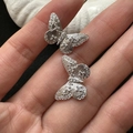 Elegant S925 sterling silver butterfly earrings with micro-set diamonds on wings - White Gold