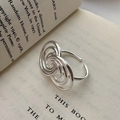 Artistic S925 sterling silver spiral ring with multi-layered adjustable loop design - Adjustable Open / Silver Multi-Layer Intertwined Style (JZG104)