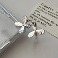 Minimalist S925 sterling silver floral rings with unique hammered texture on slim bands - Adjustable Open / Silver Small Flower Texture Style (JZH093)